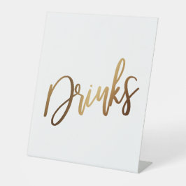 Eenvoudige Gouden Handgeschreven Typografie "Drink Reclamebord Met Voetstuk