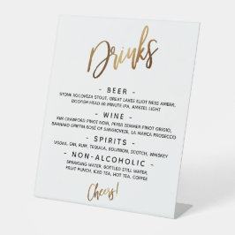 Eenvoudige Gouden Handgeschreven Typografie "Drink Reclamebord Met Voetstuk