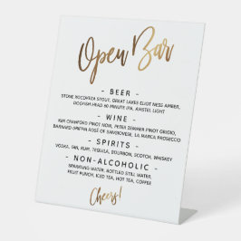 Eenvoudige Gouden Handgeschreven Typografie Open B Reclamebord Met Voetstuk