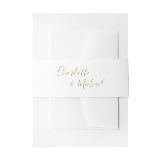 Eenvoudige Gouden Handtekening Script Uitnodigingen Wikkel (Voorkant Voorbeeld)