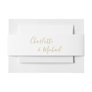 Eenvoudige Gouden Handtekening Script Uitnodigingen Wikkel