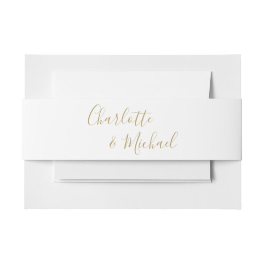 Eenvoudige Gouden Handtekening Script Uitnodigingen Wikkel (Voorkant Voorbeeld)