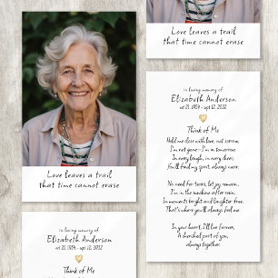 Eenvoudige Gouden Hart Foto Begrafenisgebed Kaart