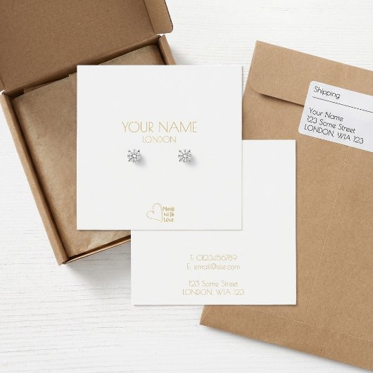 Eenvoudige gouden hartritmehouder vierkante visitekaartjes