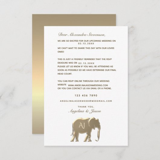 Eenvoudige gouden herinnering bruiloft uitnodiging (Voorkant / Achterkant)