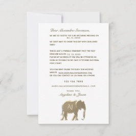 Eenvoudige gouden herinnering Huwelijksuitnodiging RSVP Kaartje