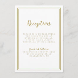 Eenvoudige gouden huwelijksreceptie Moderne chic d Informatiekaartje