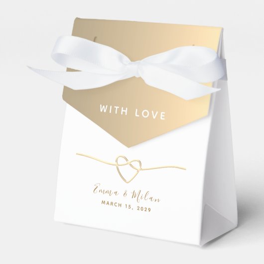Eenvoudige gouden kalligrafie bruiloft gunst doos bedankdoosjes (Voorkant Zijde)