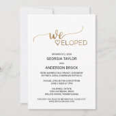 Eenvoudige gouden kalligrafie elopement kaart (Voorkant)