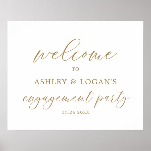 Eenvoudige gouden kalligrafie engagement party pos poster (Voorkant)