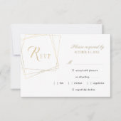 Eenvoudige gouden kalligrafie geometrische lijst b RSVP kaartje (Voorkant)