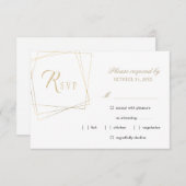 Eenvoudige gouden kalligrafie geometrische lijst b RSVP kaartje (Voorkant / Achterkant)