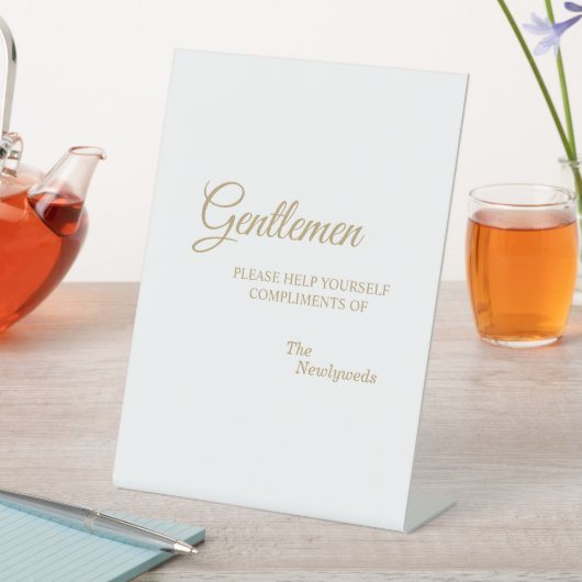 Eenvoudige gouden kalligrafie Herenbadkamer Reclamebord Met Voetstuk (Insitu)