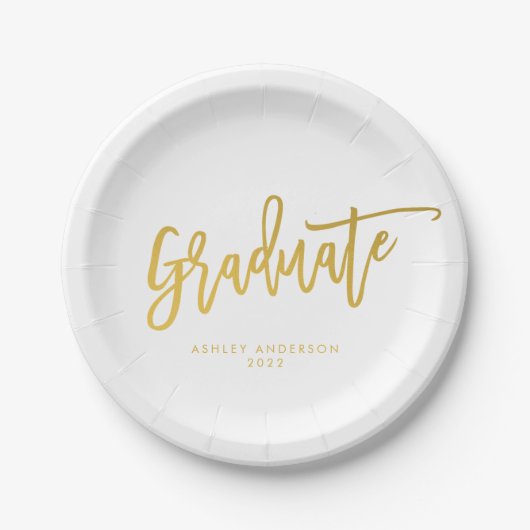 Eenvoudige Gouden Kalligrafie Script Graduation Pa Papieren Bordje (Voorkant)