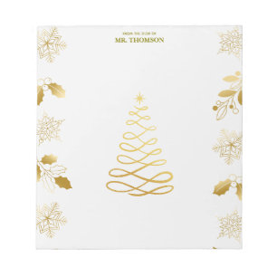 Eenvoudige Gouden Kerstlichtjes, Bomen & Bloemen N Notitieblok