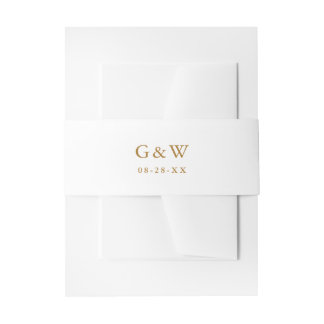 Eenvoudige Gouden Kleur Monogrammen en Datum Bruil Uitnodigingen Wikkel