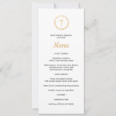 Eenvoudige gouden krans met kruisdoop Menu Kaart (Voorkant)