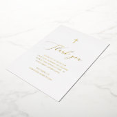 Eenvoudige Gouden Kruis Condoleance Rouw Dankkaart Folie Uitnodiging (Gedraaid)