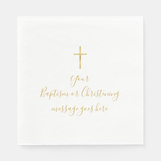 Eenvoudige Gouden Kruis Doop Boodschap Servet (Voorkant)