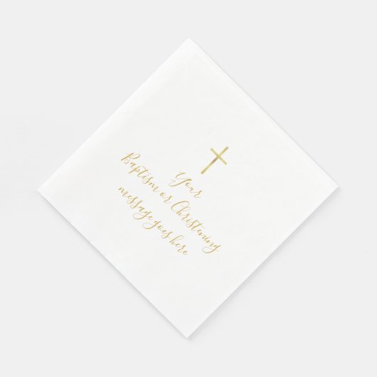 Eenvoudige Gouden Kruis Doop Boodschap Servet (Hoek)
