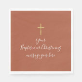 Eenvoudige gouden kruis doop doopterracotta servet (Voorkant)