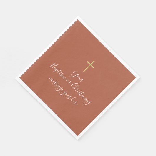 Eenvoudige gouden kruis doop doopterracotta servet (Hoek)