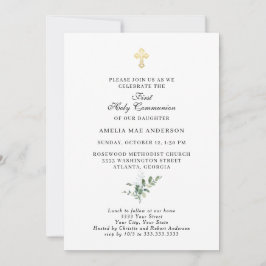 Eenvoudige gouden kruis Eerste Heilige Communie Kaart