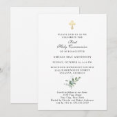 Eenvoudige gouden kruis Eerste Heilige Communie Kaart (Voorkant / Achterkant)