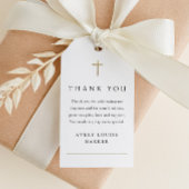 Eenvoudige gouden kruis foto doop dank u gunst cadeaulabel