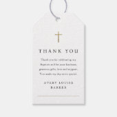 Eenvoudige gouden kruis foto doop dank u gunst cadeaulabel