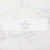 Eenvoudige gouden kruis foto doop waterfles etiket (Enkel label)