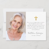 Eenvoudige gouden kruis foto sympathie begrafenis bedankkaart (Voorkant)