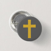 Eenvoudige gouden kruis op zwarte Button (Voorkant /achterkant)