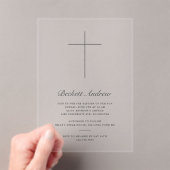 Eenvoudige Gouden Kruis Script Doop Acryl Uitnodigingen (Insitu (Draagbaar))