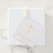 Eenvoudige Gouden Kruis Script Doop Bedankjes Labels (Met doos)