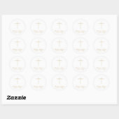 Eenvoudige Gouden Kruis Script Doop Ronde Sticker (Vel)