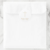 Eenvoudige Gouden Kruis Script Doop Ronde Sticker (Tas)