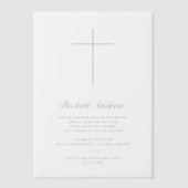 Eenvoudige gouden kruis script doop vellum uitnodigingen (Voorkant)