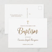 Eenvoudige gouden kruis witte baby jongen dank u d briefkaart (Voorkant / Achterkant)