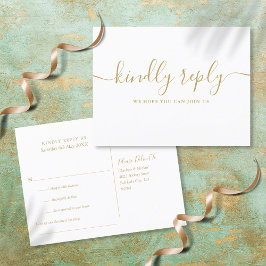 Eenvoudige gouden liedverzoek RSVP uitnodigingskaa Uitnodiging Briefkaart