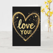 Eenvoudige Gouden Liefde Hart Kaart (Gele Bloem)