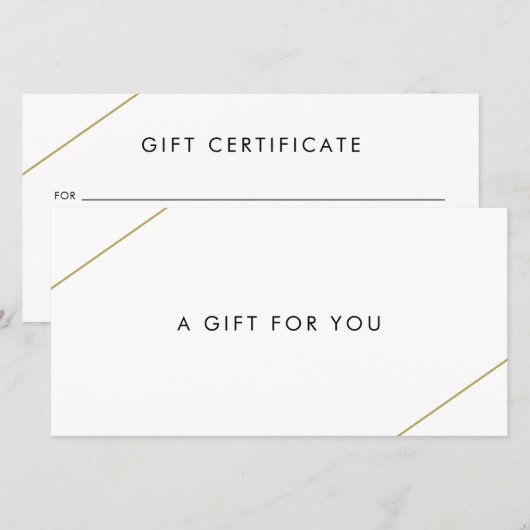 Eenvoudige gouden lijnen Modern Business Gift Cert (Voorkant / Achterkant)