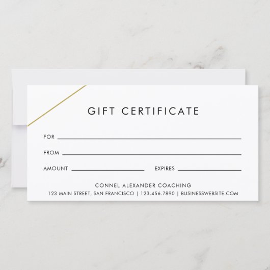 Eenvoudige gouden lijnen Modern Business Gift Cert (Achterkant)