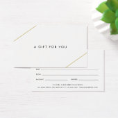 Eenvoudige gouden lijnen Modern Business Gift Cert Visitekaartje (Bureau)