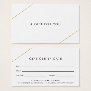 Eenvoudige gouden lijnen Modern Business Gift Cert Visitekaartje