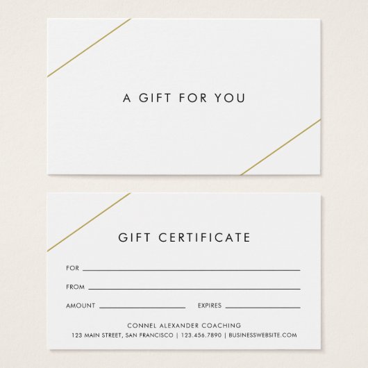 Eenvoudige gouden lijnen Modern Business Gift Cert Visitekaartje (Voorkant /achterkant)