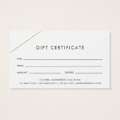 Eenvoudige gouden lijnen Modern Business Gift Cert Visitekaartje (Achterkant)