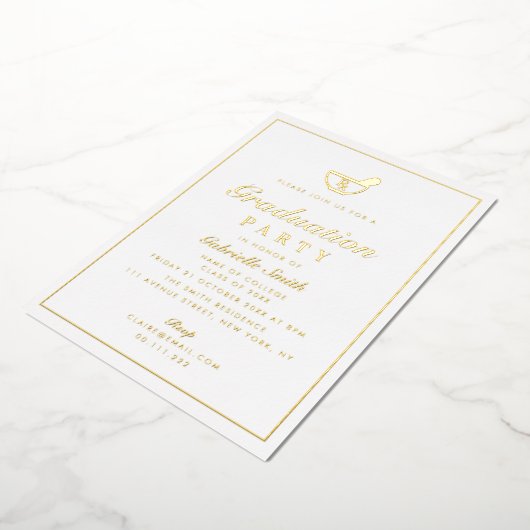 Eenvoudige gouden lijst apotheek afstuderen ceremo folie uitnodiging (Gedraaid)