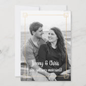 Eenvoudige gouden lijst foto bruiloft uitnodiging (Voorkant)