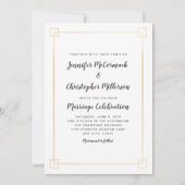 Eenvoudige gouden lijst foto bruiloft uitnodiging (Achterkant)